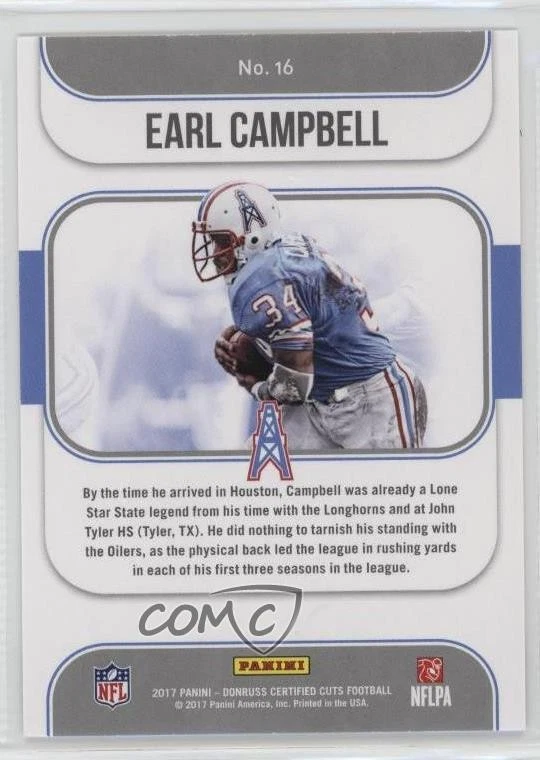 2017 Certified Cuts Heritage Collection Earl Campbell #16 HOF - Image 2 of 2