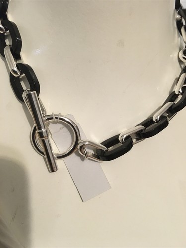 NEU OHNE ETIKETT LAUREN RALPH LAUREN SCHWARZ & SILBER. TONE GLIEDERKETTE CS10AAAA - Bild 3 von 4