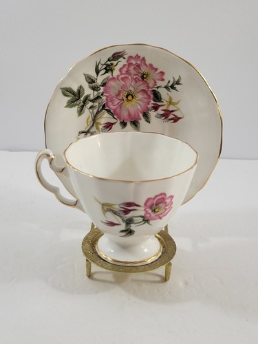Adderley Tea Cup and Saucer Set Pink Floral England Fine China - Picture 2 of 12