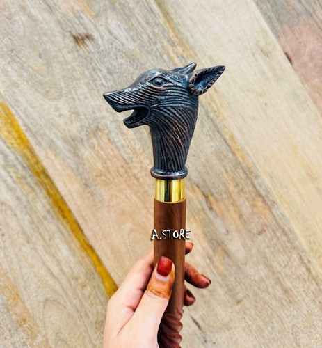 Handmade Solid Brass Head Handle Vintage Style Antique Wooden Walking Stick Cane - Picture 131 of 179