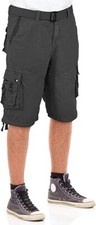 North 15 Mens Belted Cotton Army Military Style Multi Pocket Cargo Short