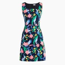 NWT J Crew Womens Multicolor Floral Sleeveless Square Neck Sheath Dress Size 4