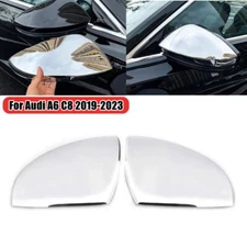 Chrome Door Side Rearview Mirror Cover Cap For Audi A6 C8 2019-2023