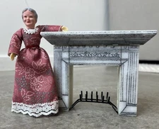 Vintage Concord Dollhouse Miniature 3.75"  Marble Fireplace Mantle Grandma