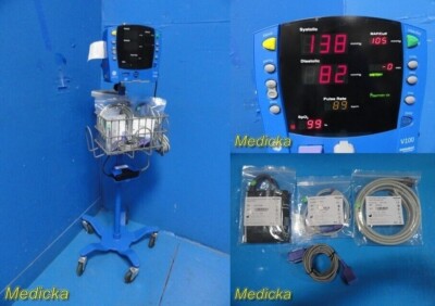 2014 GE Dinamap V100 Carescape Patient Monitor W/ PSU, NEW BATTERY, Leads ~29791