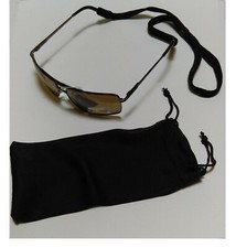New Black Sports Sunglasses Rectangle Polarized Lenses. Lanyard, MicroFiber Bag