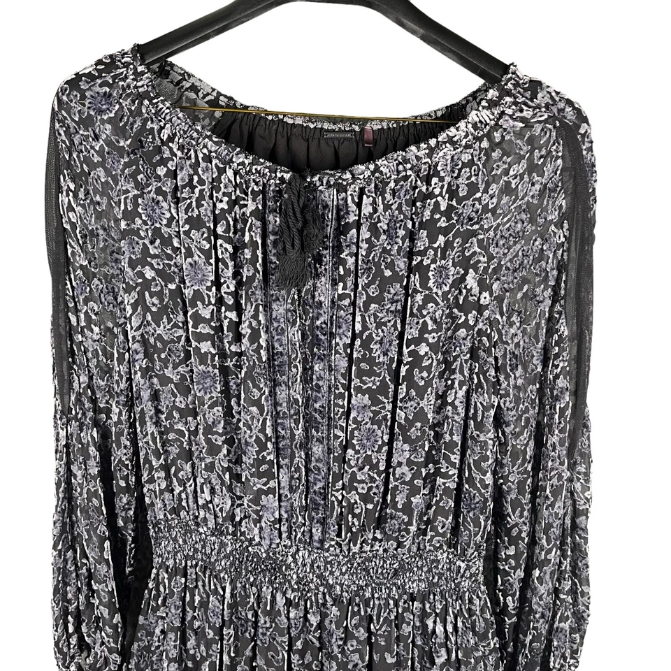 Mini Vestido Elie Tahari Olsen Burnout Terciopelo Cintura Calada Volantes en Niveles M Foto 4 de 4