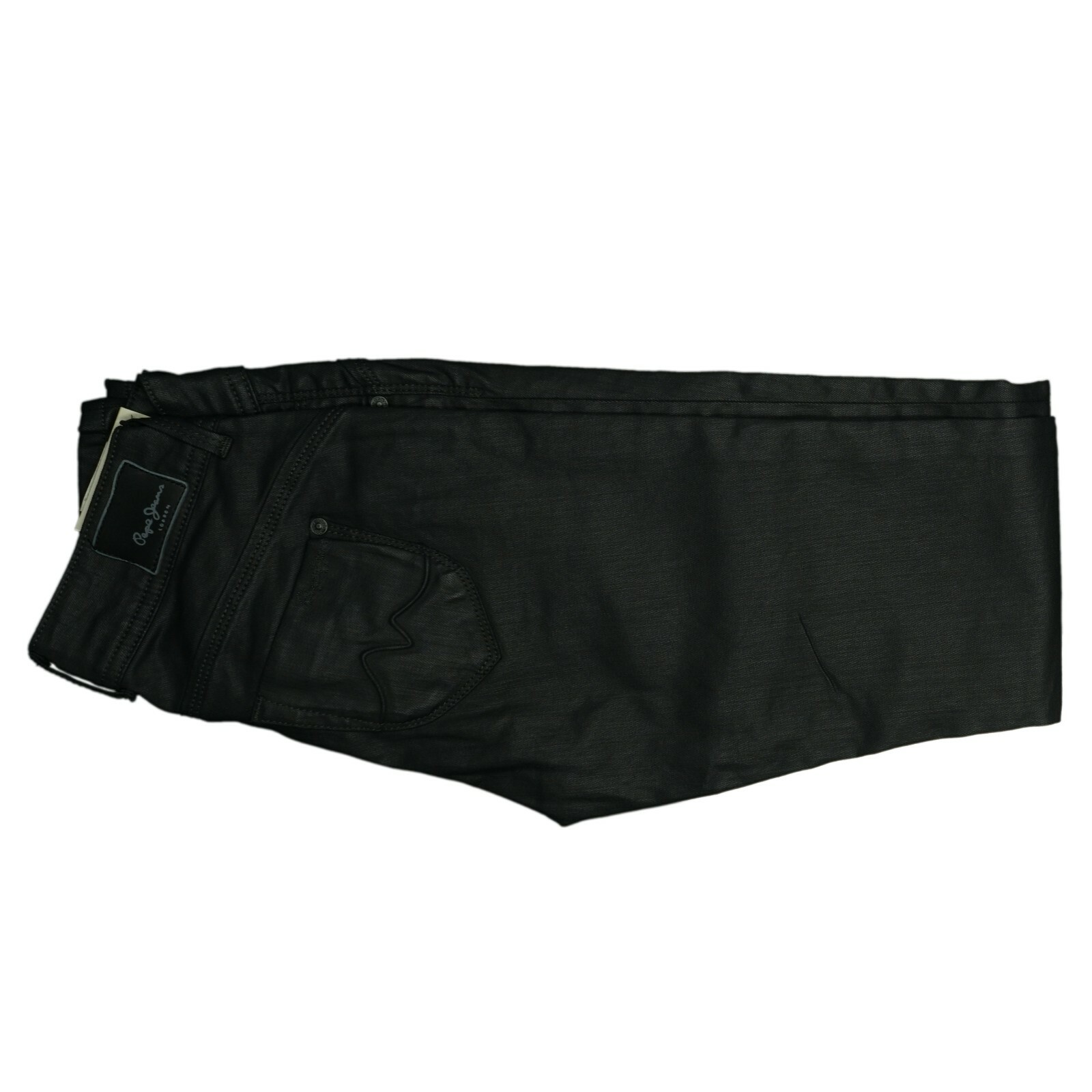 Pepe Jeans New Brooke Stretch Jeans Trousers Slim Fit W25 L32 Leather Look Bl... image 7