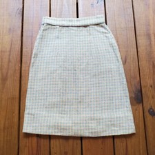 True vintage 1930's 30's XS/S pastel rainbow plaid wool pencil skirt