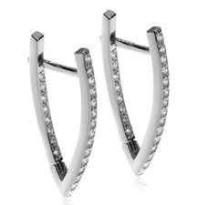 925 ECHT SILBER RHODINIERT *** Zirkonia Creolen Ohrringe spitzoval 25 mm