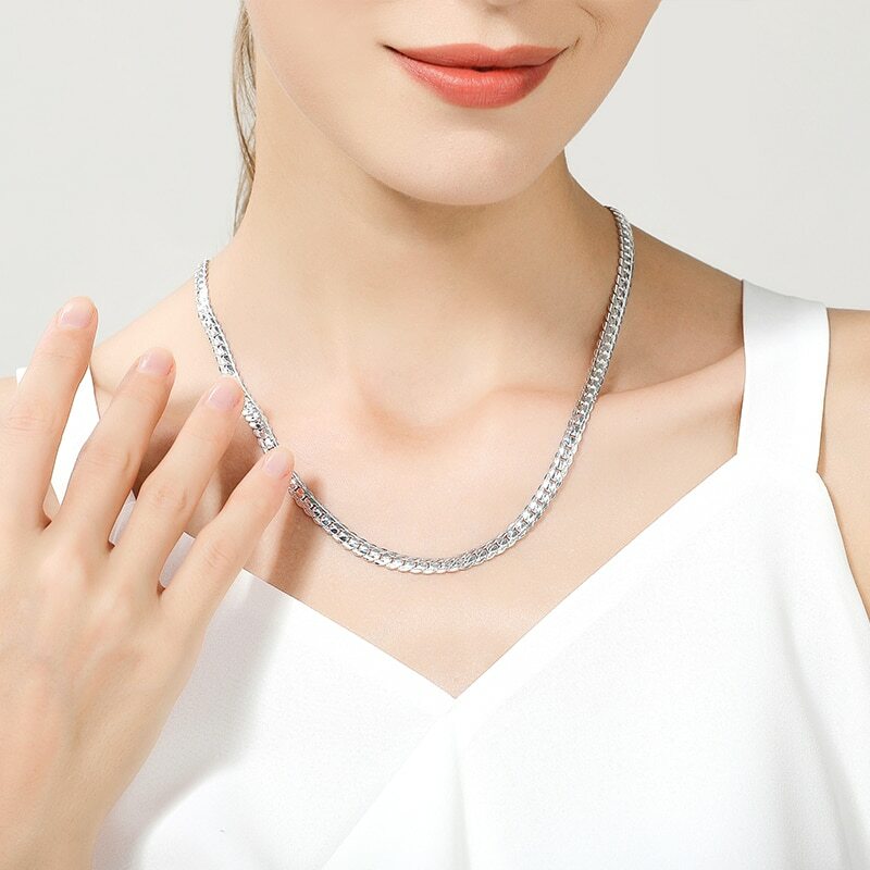 925 Sterling Silver 6mm Full Sideways Necklace 18/20/24 Inch