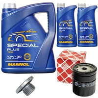 MotoröL Set Mannol 10W-30 7 Liter + ÖLfilter + Schraube FüR Opel Frontera B 2.2