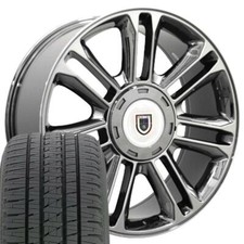 22x9 Chrome 5358 Rims Bridgestone Tires Set Fit Cadillac Escalade Tahoe Yukon