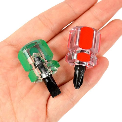 2Pcs Green and Red Screwdriver Set Mini Stubby Slotted Screwdriver Set Adorab... - 第 4/5 張圖片