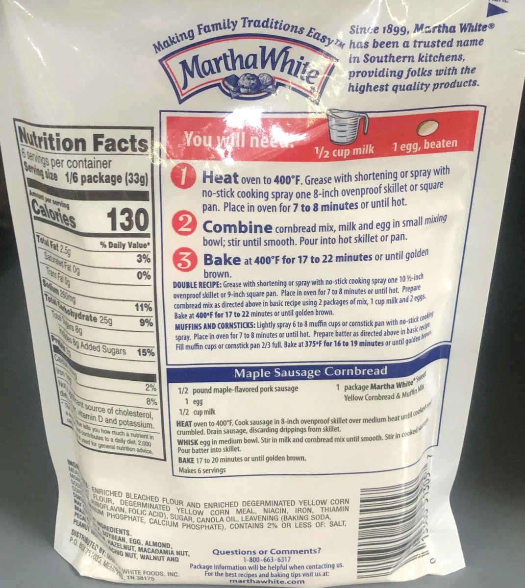 Martha on sale white cornbread