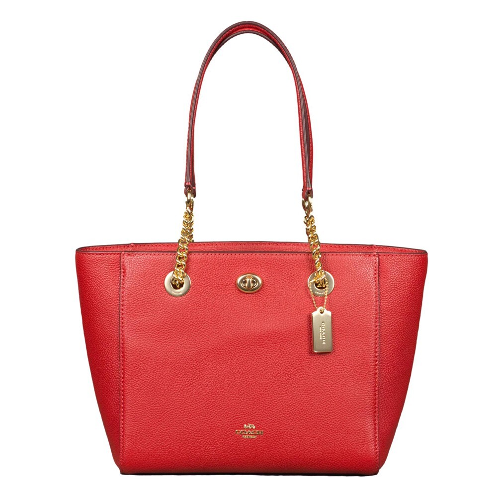 NWT Coach Pebbled Leather Turnlock Tote 27 Handbag in Jasper  display picture 2