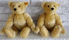 2 Steiff Bears 0168/32 Yellow Ear Tag Jointed Arms Legs Small Pin Holes READ