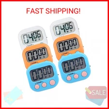 6 Pack Small Digital Kitchen Timer Magnetic Back and ON/Off Switch,Minute Second