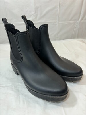 Jeffrey Campbell Hydra Black Matte Platform Waterproof Chelsea Rain Boots size 9