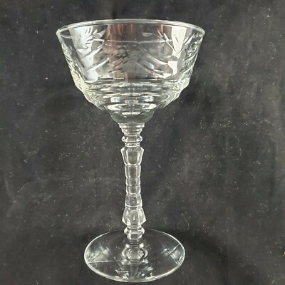 Rock Sharpe Artic Rose Pattern Crystal Champagne Intricate Stemware Tall Sherbet