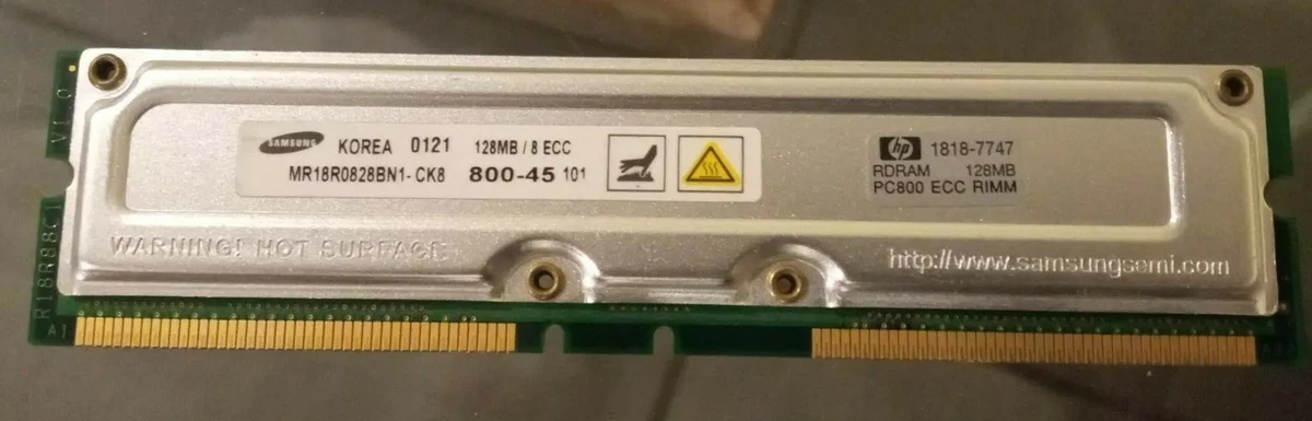 Barrette Mémoire Kingston RDRAM 512 Mo – PC800, ECC, 184 Broches