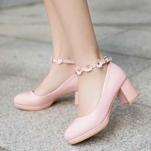Kids Girls Princess Party Sandals Square 6cm Heel High Heels Bridesmaid Wedding - Picture 39 of 48