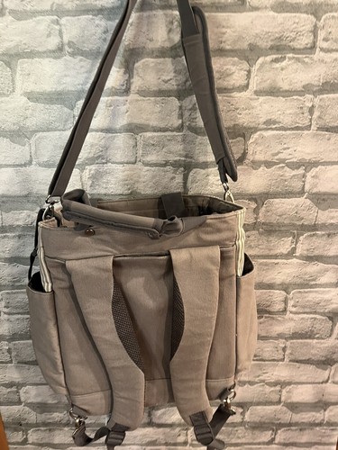 Gray striped Ergo Baby Diaper Bag Backpack infant bottle storage - Picture 9 of 22