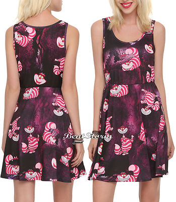 cheshire cat skater dress Cheshire Cat Fit Flare Skater Dress Disney Alice in Wonderland JUNIORS S-M NWT