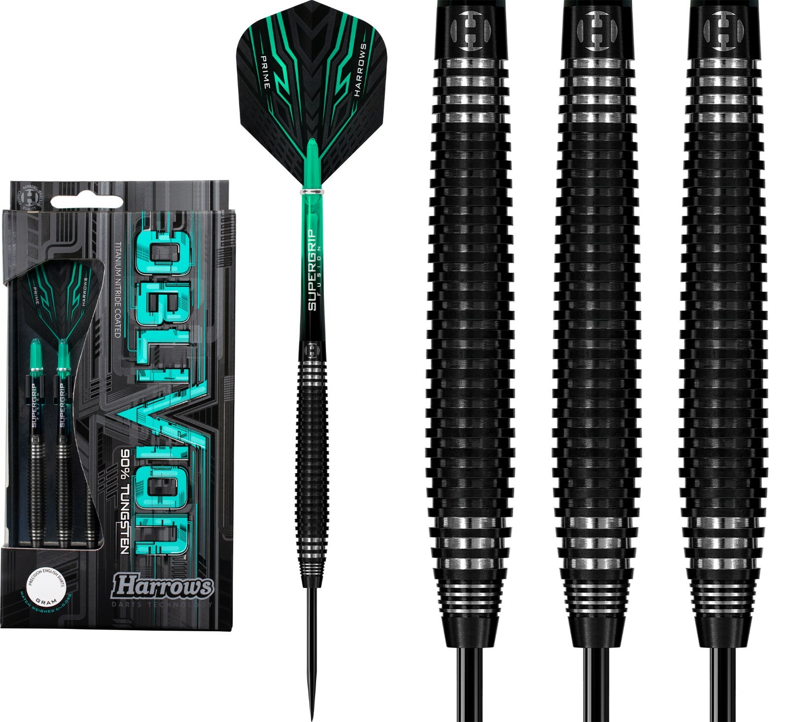 Harrows Oblivion Darts Steel Tip 90 Tungsten Black 21g to 26g