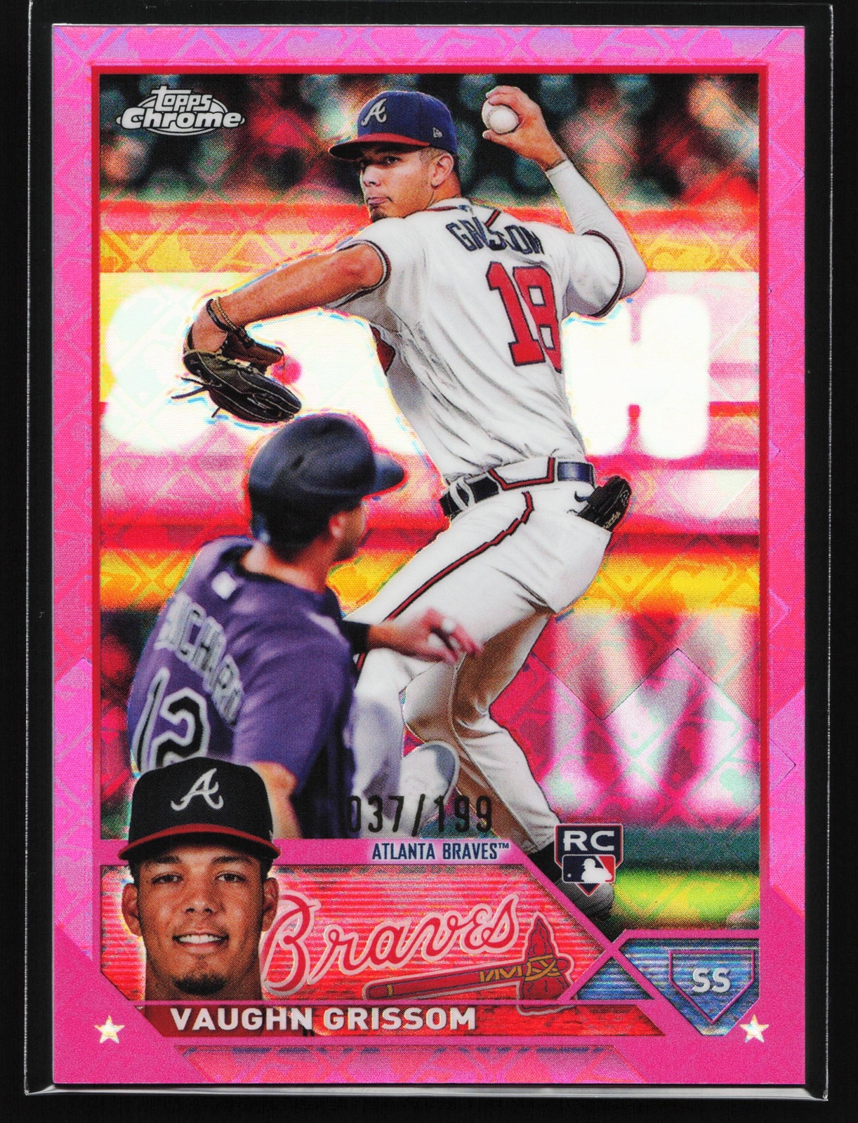 2023 Topps Chrome Logofractor Vaughn Grissom #48 Pink Refractor #/199 RC