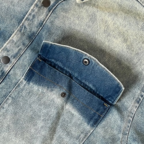 Giacca Camicia Jeans Denim Vintage Snap Blu Sbiadito Uomo Taglia L 42-44 Lavoro - Foto 10 di 12