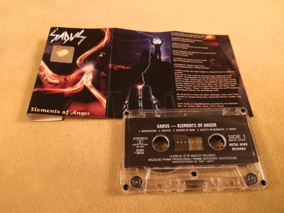 Sadus - Element of Anger MC cassette Slayer Sodom Exodus Whiplash Bloodfeast - Image 3 of 4