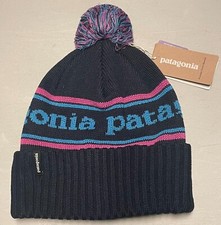 Patagonia Powder Town Beanie Park Stripe Pitch Blue BNWT