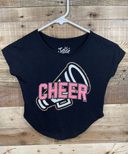 Justice Girls 5 Cheer Wild About Spirit Black Leopard Shirt Short Sleeve Top