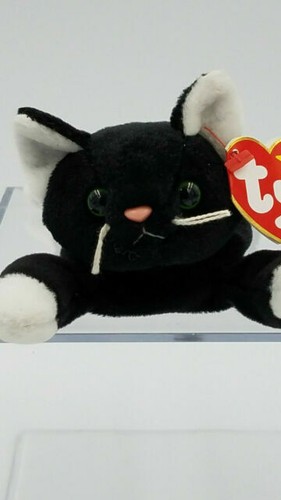 beanie baby black and white cat