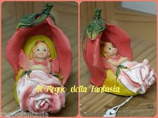 FATA FATINA BABY BOMBONIERE IDEA REGALO NASCITA BATTESIMO CULLA CON ROSA