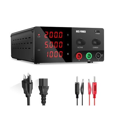 NICE-POWER Variable DC Power Supply - 200V 5A 1000W, High Power Benchtop Labo...