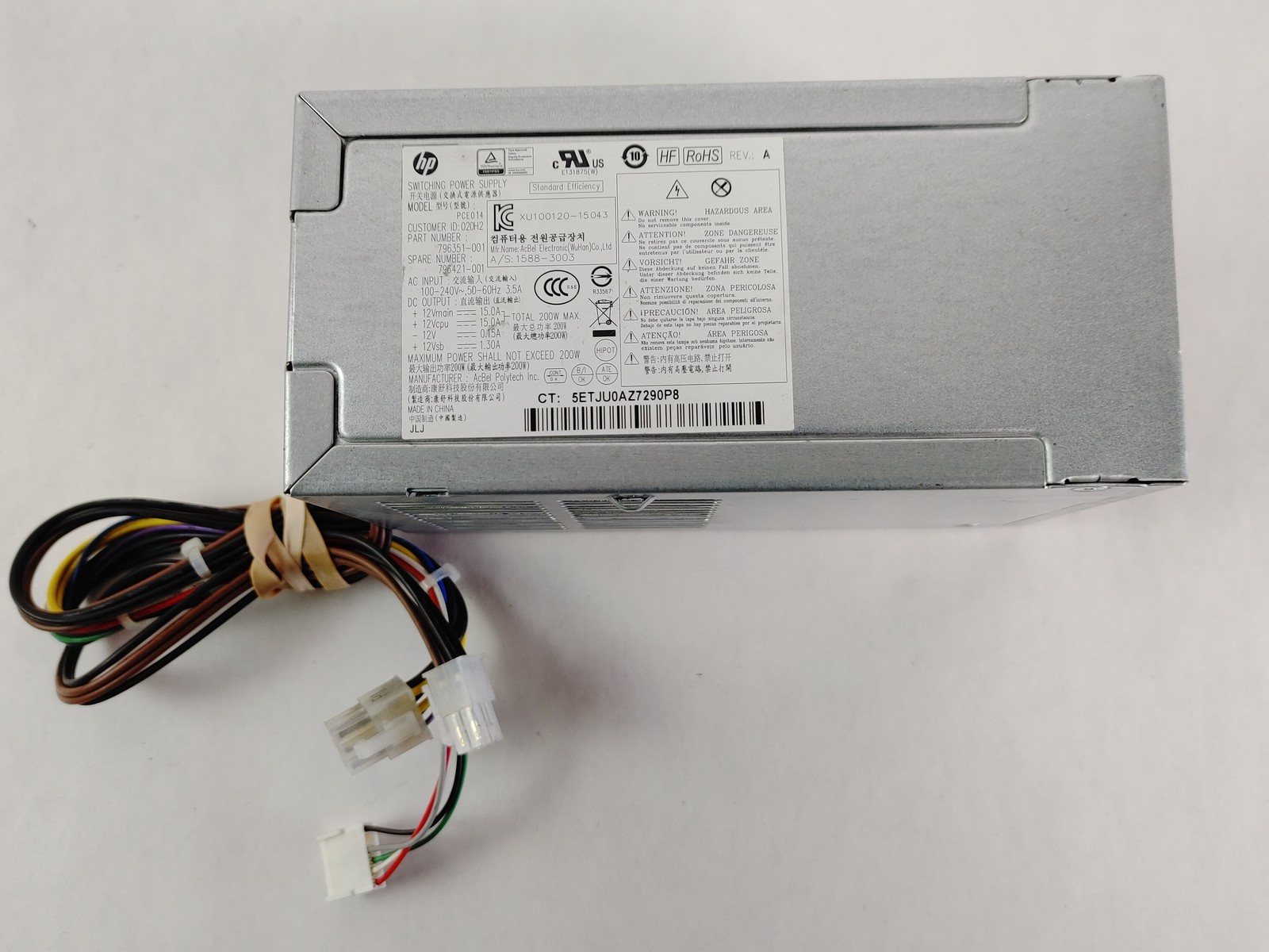Fuente HP 200W 796421-001 796351-001 para Prodesk 600 G2 SFF Retirado de Equipo en Uso Garantia 12 Meses