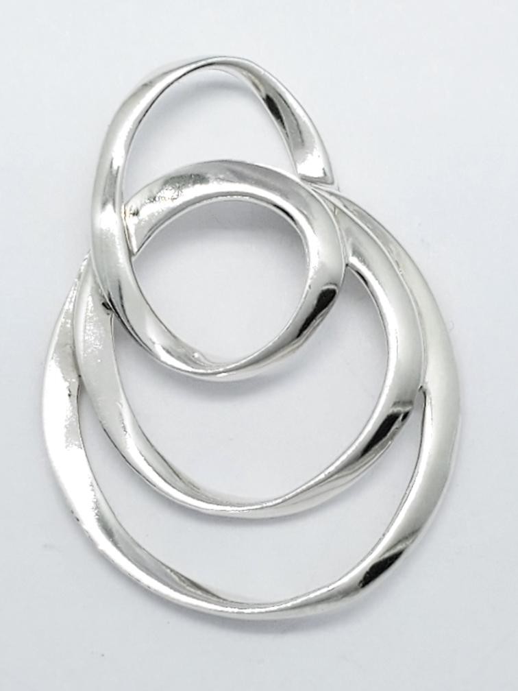 925 Solid Silver Three Ring Journey Pendant (AP11… - image 1