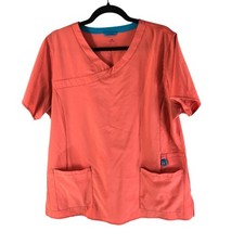 Carhartt Women's Force Cross-Flex V-Neck Scrub Top Pockets Orange XL