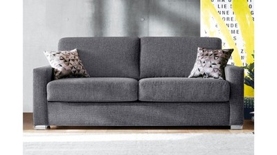Schlafsofa Funktionssofa Schlafcouch Teso System in Stoff grau mit Bettkasten