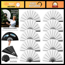 10 Pcs Folding Hand Fans for Line Dancing - Bulk Clacking Fans White 