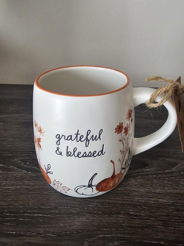 Rae Dunn GRATEFUL AND BLESSED Coffee Tea Mug NWT