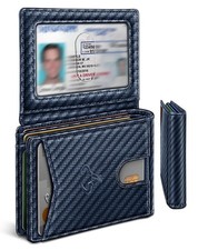 Men Wallet, Slim Leather Wallet Front Pocket Card Holder Gift For Men 11 Slot...