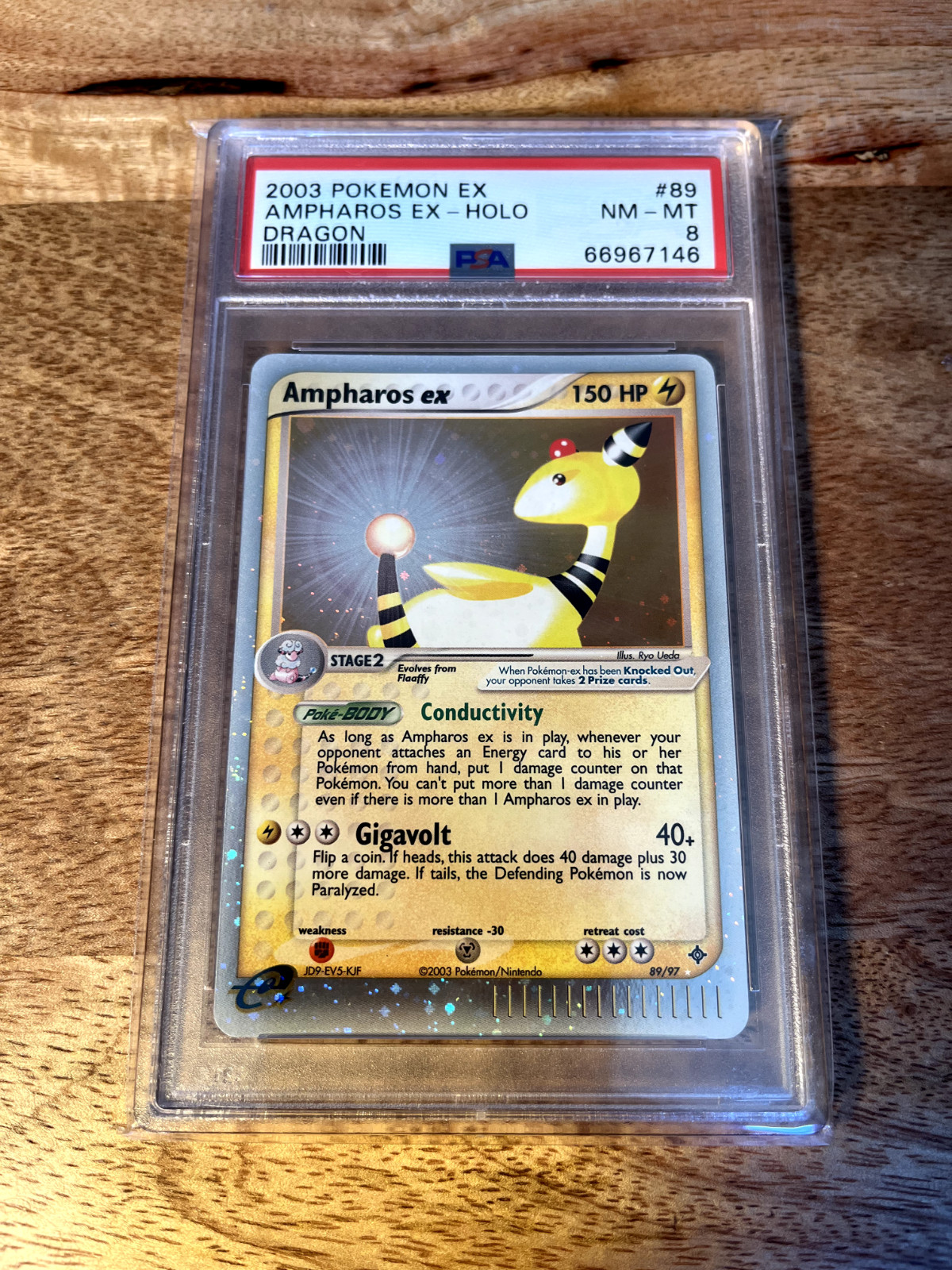 2003 Pokémon Ampharos EX Holo Dragon NM-MT PSA 8 Vintage 89/97