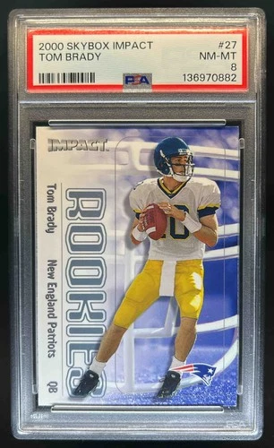 2000 Skybox Impact Tom Brady Rookie RC #27 Patriots PSA 8