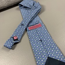 Vineyard Vines Tie Martha's Vineyard Fishing Golf Limes Blue AOP