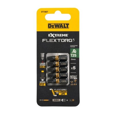 Schrauberbits T25 DeWalt Extreme FLEXTORQ 25 mm (5 Stück) DT7382T Torx Torsion