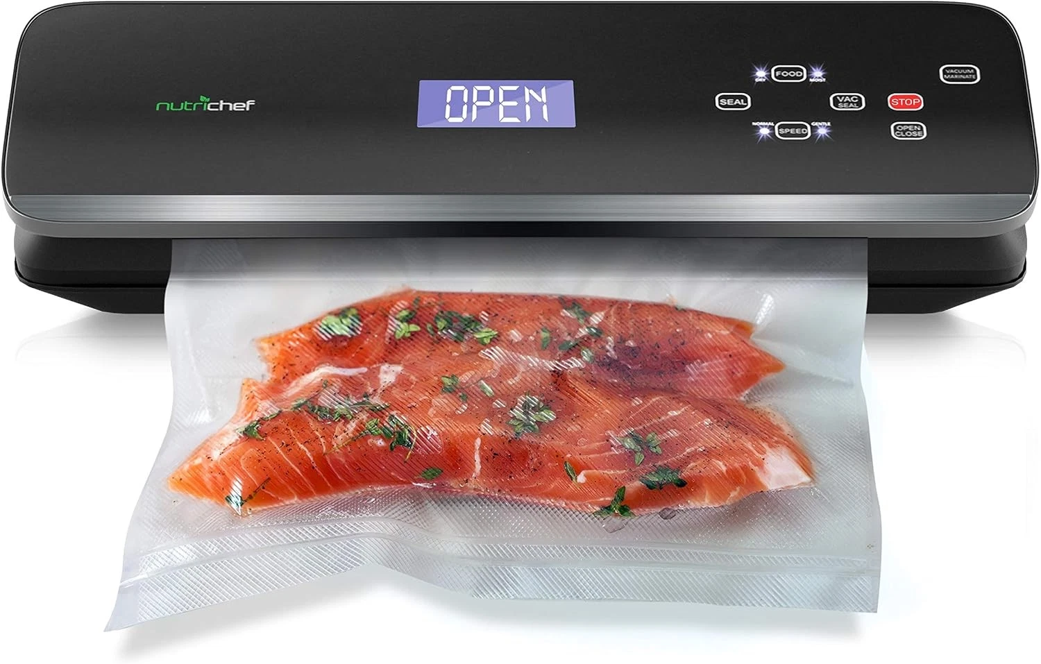 NutriChef PKVS40BK Automatic Vacuum Sealer w/Digital Button Controls (Open Box)