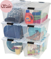 IRIS USA 54 Qt Stackable Plastic Storage Bins with Lids, 6 Pack - Bpa-Free, Made